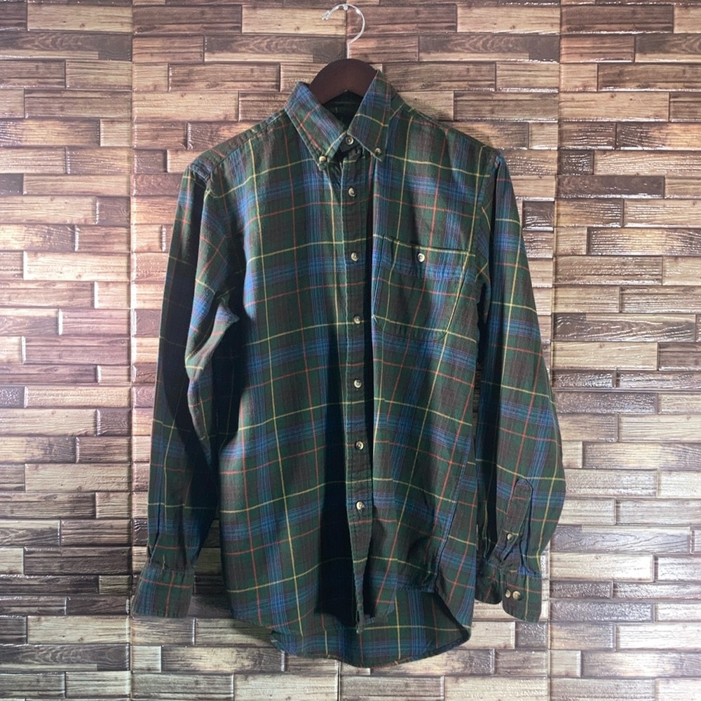 Vintage GH Bass & Co Green Plaid Button Down Long Sleeved Flannel  Small EUC